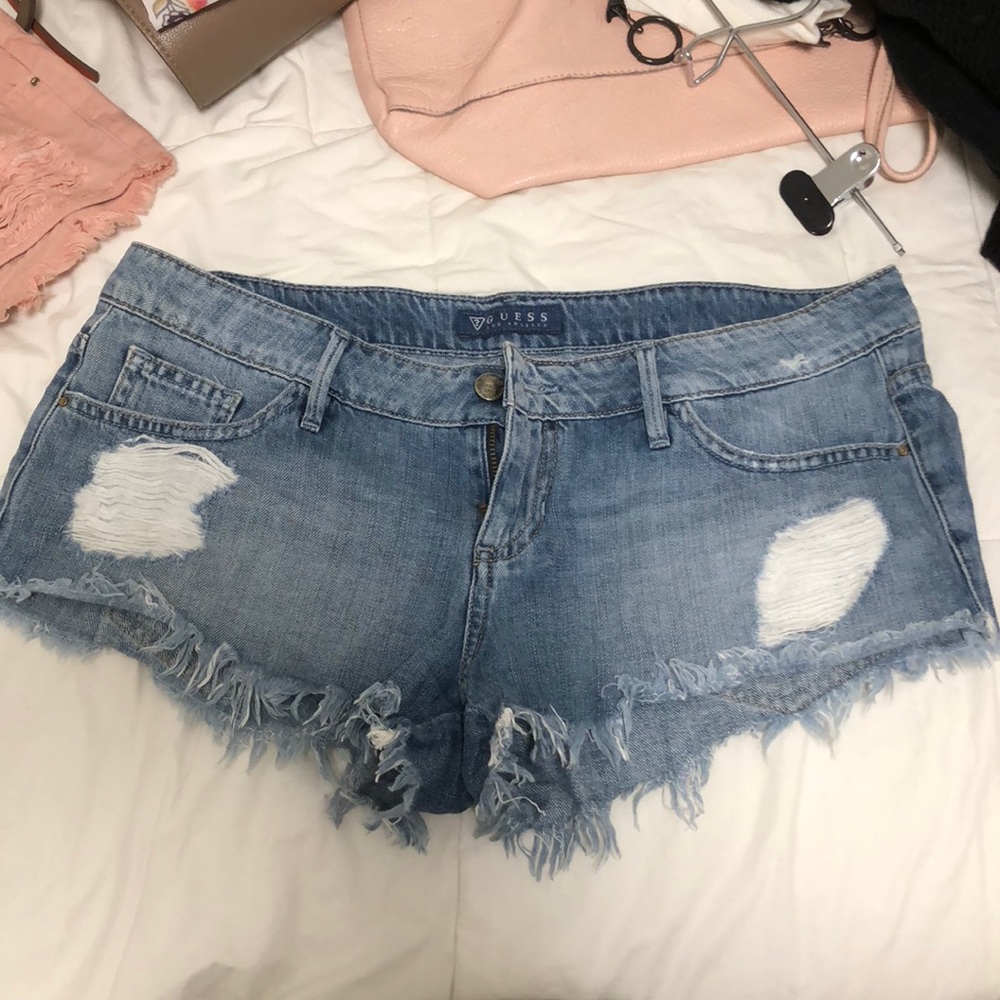 Denim Distressed Blue Jean Cut Off Shorts Guess